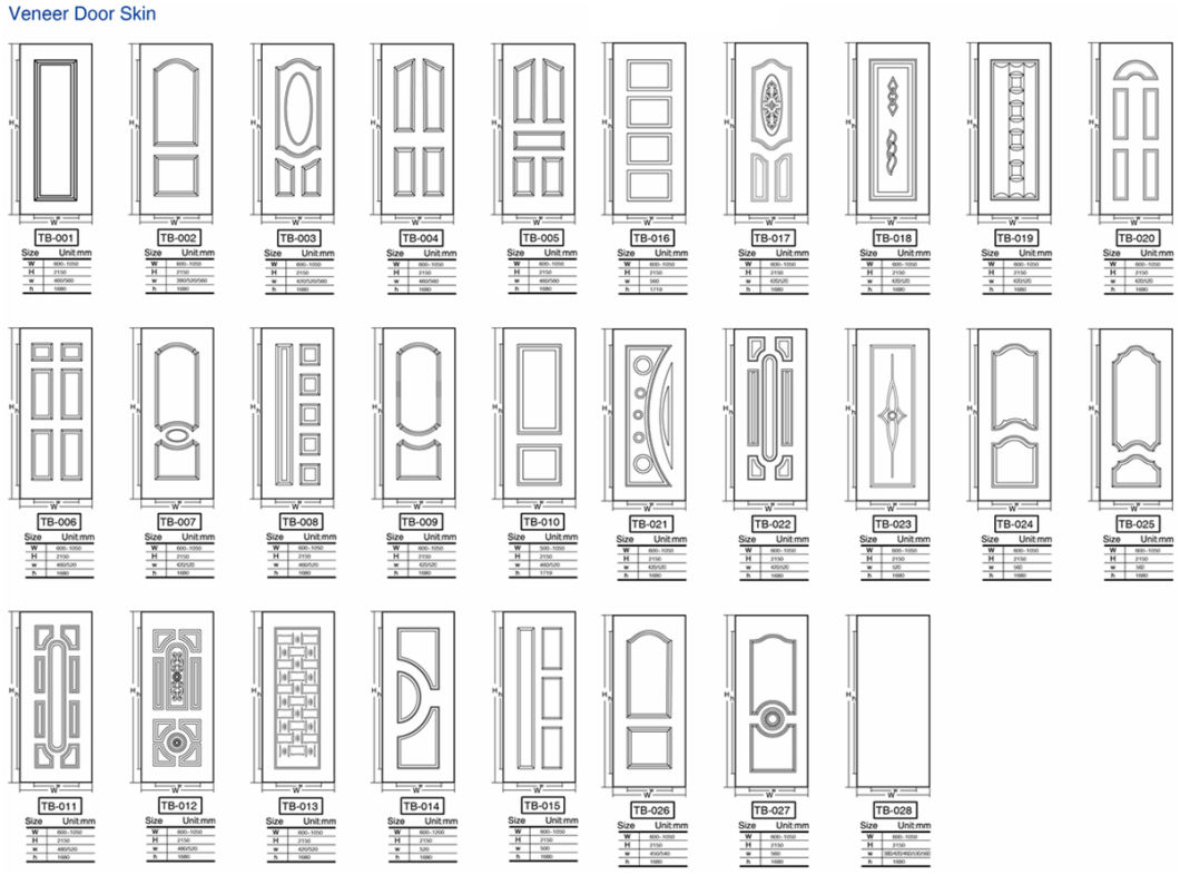 Piel de puerta de revestimiento de 2.5-4.5mm con precio m&aacute;s barato