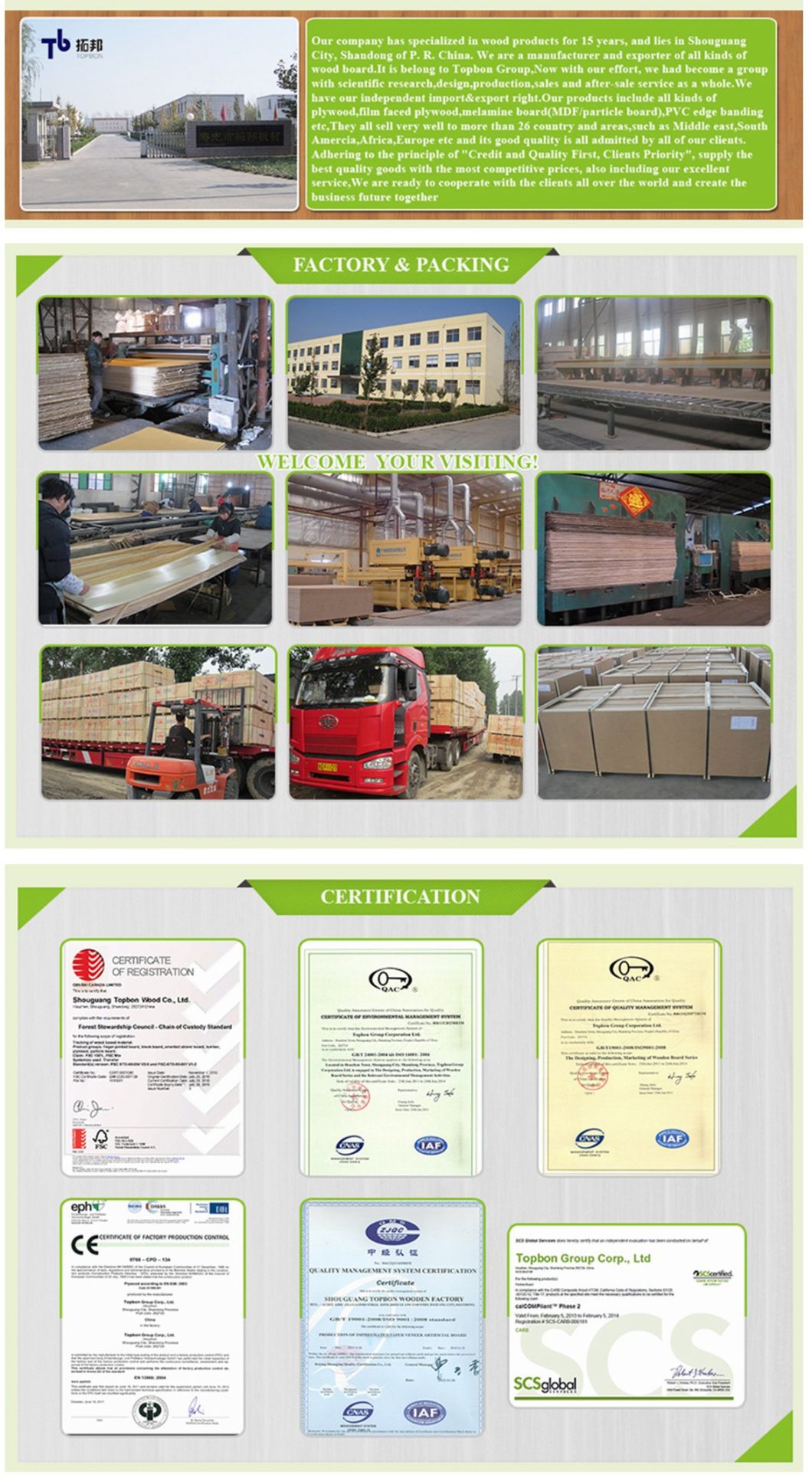 Madera contrachapada marina de primera calidad de China Factory